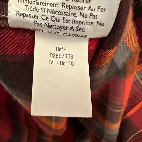 Eddie Bauer Shirt Men’s Small Red Polyester Button Up Long Sleeve Plaid - Picture 5 of 10